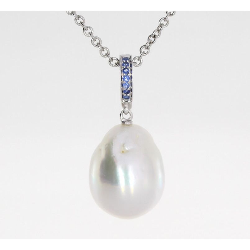 AUTORE Sterling Silver Sapphire & Baroque Pearl Pendant