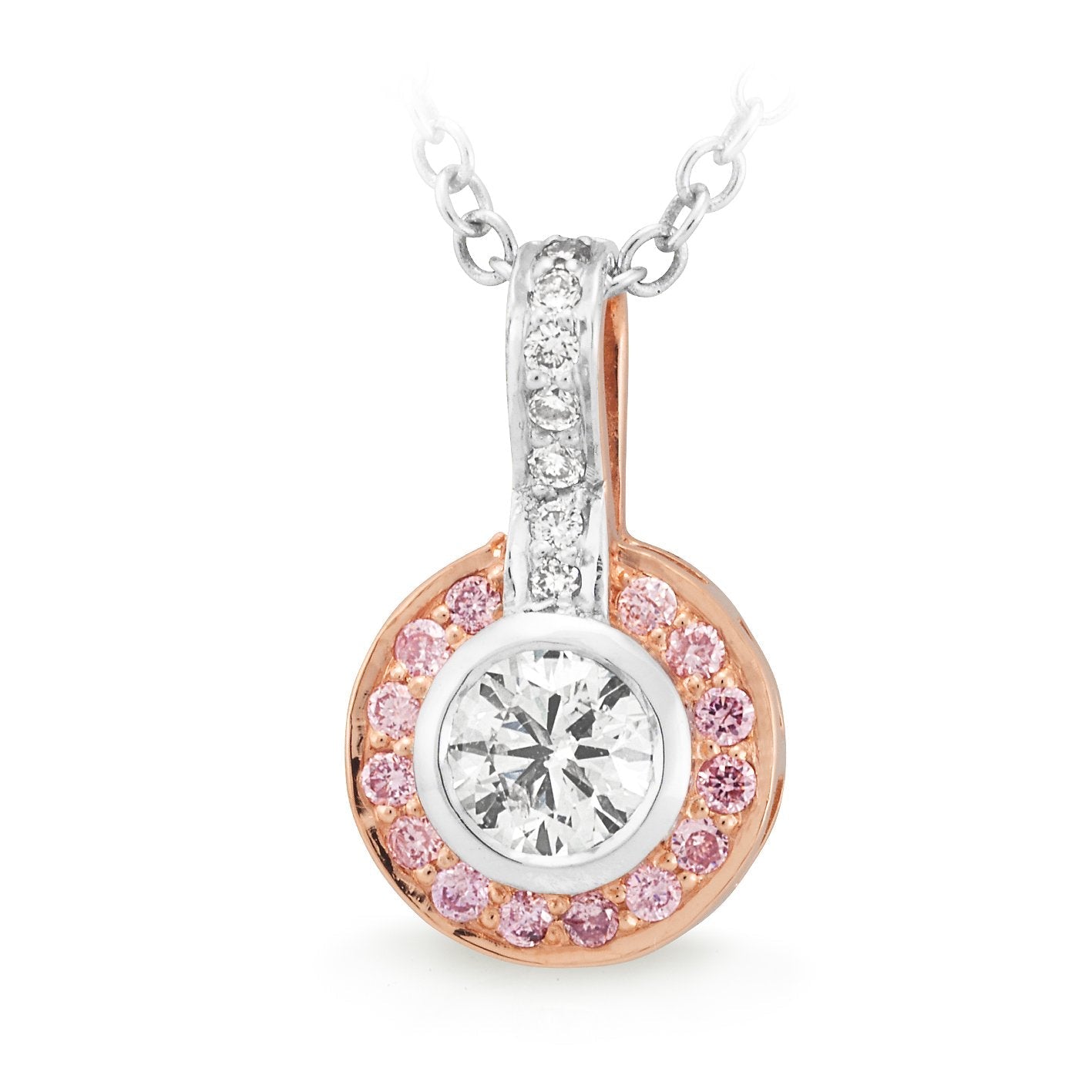 PINK CAVIAR 0.405ct Pink Diamond Pendant in 9ct Rose & White Gold